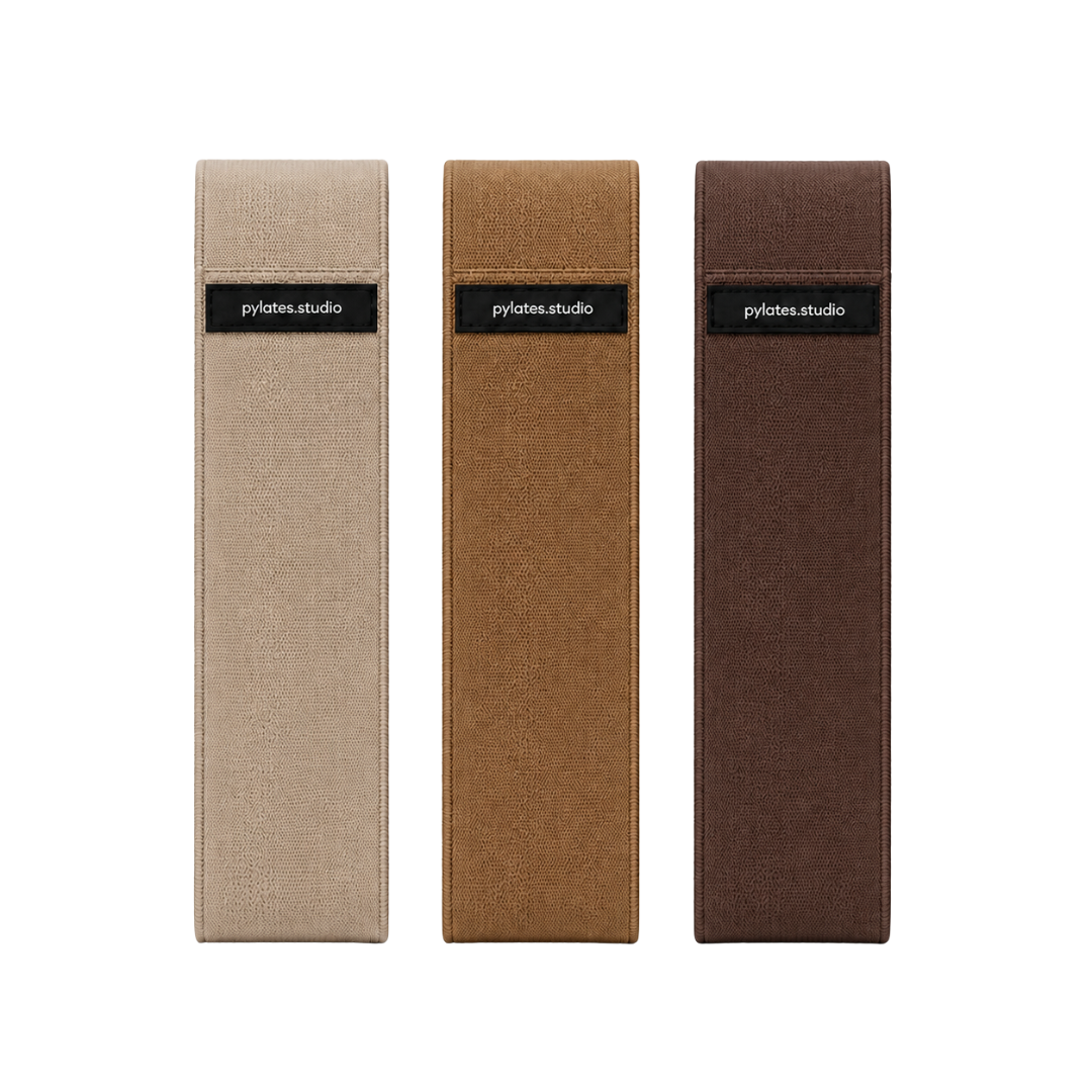 Pylates.studio – Set de bandes de résistance textile personnalisées pour studio Pilates - Beige / Taupe / Marron