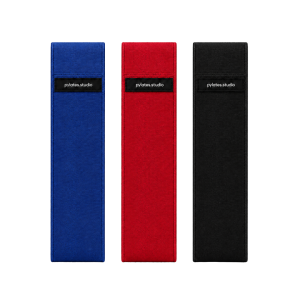 Pylates.studio - Set de bandes de résistance textile personnalisées pour studio Pilates - Set Bleu / Rouge / Noir