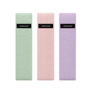 Pylates.studio - Set de bandes de résistance textile personnalisées pour studio Pilates - Set Vert menthe / Rose / Violet